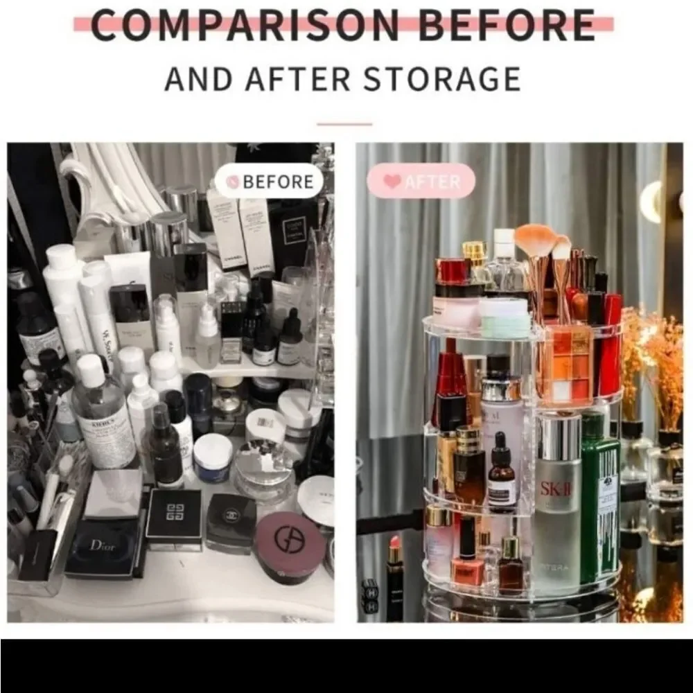 Clear rotating Beauty organizer